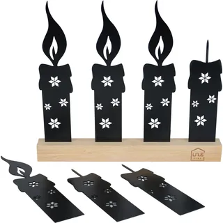 UNUS® Adventskerzen-Aufsteller Flexibler Adventskranz ohne Flamme Schwarz - Schwarz