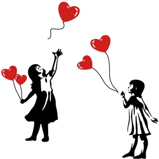 SUPERDANT Banksy Wandtattoo Ballon Mädchen Wandsticker Abstraktion Aufkleber Banksy Stil Graffiti Vinyl Wandaufkleber Dekor Für Schlafzimmer Wohnzimmer Valentinstag Dekoration