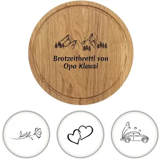 HOFMEISTER® Schneidebrett Eiche rund 30 cm mit Saftrille – massives Holzbrett für Küche und Tisch, klingenschonend, Handarbeit (1 Stück)
