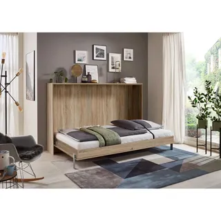 WIMEX Juist ca. 90x200 cm Eiche Sägerau nachbildung) Schrankbetten horizontal klappbar