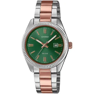 Casio Damen Uhr Armbanduhr Bicolor LTP-1302PRG-3AVEF - Silber, Grün