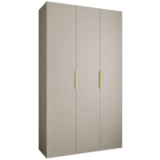 Abiks Möbel Drehtürenschrank 245,5/140/40 3-türig , Kaschmir, Goldfarben , Holz , Nachbildung , 140x245.5x40 cm , Schlafzimmer, Kleiderschränke, Drehtürenschränke
