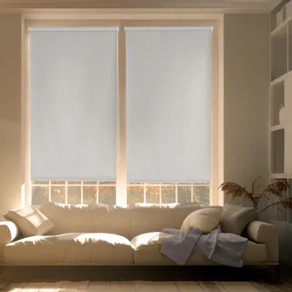 Blindecor Zeus | Verdunklungsrollo ohne bohren - Silbergrau, 87 x 180 cm (BxH) | Stoffgröße 84 x 175 cm. Klemmfix thermorollo für fenster