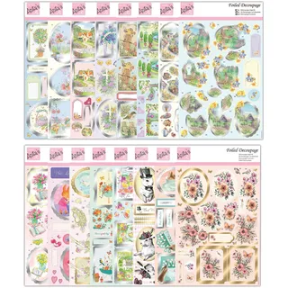 Anita's Decoupage-Stoßfänger-Set mit 16 Motiven, Eiersuche, Frühlingsmotive, Garten, Natur und Tierwelt, Schmetterlinge, Hase, Vögel und Blumen, Frühling/Ostern, 16 Stück