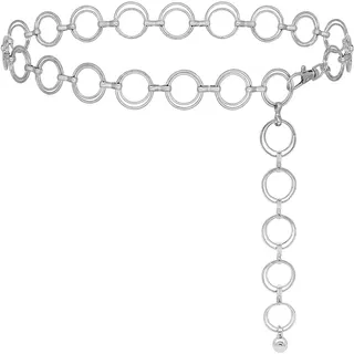 Spetsbst Taillenkette Verstellbarer, Kettengürtel Damen Gürtel Mode Taillengürtel, Metall Taillenkettengürtel Bundkette für Kleider Jeans (Ring-Silver)