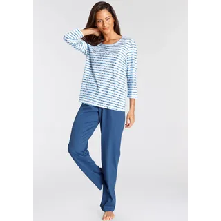 Vivance Dreams by Lascana Pyjama Set, 2 Stk. mit gestreiftem Oberteil, blau gestreift