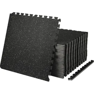 VEVOR EVA-Schaum-Fußmatten, Fitnessstudio-Bodenbelag-Set, 61 x 61 cm, Schwarz, 25-teiliges Rutschfeste Ineinandergreifende Puzzle-Fliesen-Schutzboden Set für den Haushalt, Training, Garage