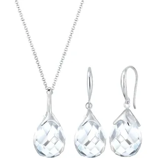 Elli »Schmuckset Tropfen Bergkristall Weiß 925 Sterling Silber«
