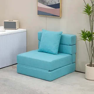 Homcom Schlafsessel 70 x 61 x 70 cm Blau mit Kissen