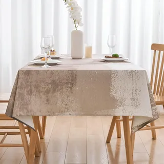 Arwllzz Tischdecke Modern Abwaschbare Beige 140x100 cm Kurz Tischdecken Leinen Mittelläufer Kunst Gemälde Tisch Deko Landhausstil Mitteldecke Tischdekoration für Herbst Party Outdoor