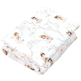 TupTam Kinder Gemusterte Bettdecken Set Ganzjahresdecke Bettdecke Kopfkissen Flachkissen 2tlg., Farbe: Beige/Feen, Größe: 135x100 cm