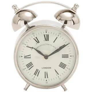 Deco 79 Edelstahl-Uhr mit Glocken-Oberseite, 7,6 x 12,7 x 17,8 cm, silberfarben