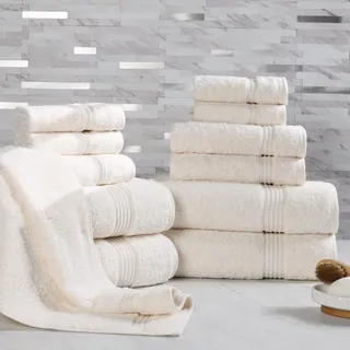 Superior 12-teiliges Handtuch-Set, ägyptische Baumwolle, Verschiedene Handtücher für Zuhause, Badezimmer, Gästebad, Dekor-Essentials, inklusive 4 Badewanne, 4 Hände, 4 Gesichtstücher/Waschlappen,