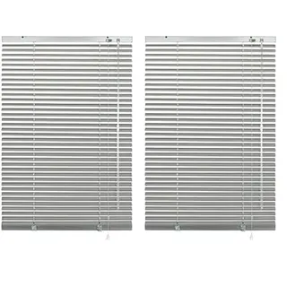 Deco Company Alu-Jalousie ohne Bohren, Zum Klemmen, Inkl. Klemmträgern, Sichtschutz, Lichtschutz, Blendschutz, Aluminium-Jalousie, Silber, 80 x 220 cm (Packung mit 2)