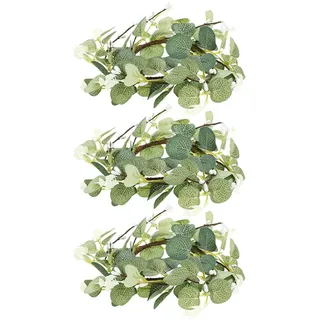 Operitacx 3 Stück Kerzenringe Künstliche Eukalyptusblätter Kränze Kerzenringe Kränze 8 cm Kranz Für Säulen Boho-Kranz Stumpenkerzenhalter Für Hochzeitsfeier