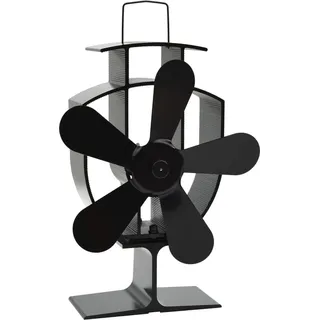 vidaXL Ofenventilator Wärmebetrieben 5 Blätter Schwarz
