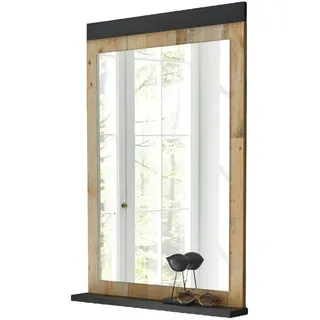 Furn.Design Garderobenspiegel Used Wood hell, anthrazit, Wandspiegel mit Ablage 66 x 95 cm , Eichefarben, Anthrazit , Holzwerkstoff , Altholz , Vintage , Rechteckig , 66x95x10 cm , FSC 100% , Spiegel, Wandspiegel