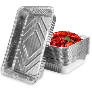 GKZB Aluschalen Groß Tropfschale 30 Stück Alu Grillschalen Aluschalen Grill | Größe: 31x21cm (2200ml) | Alu Grillschalen ohne Deckel. Wiederverwendbar für Grill, Backen, Braten & als Tropfschale