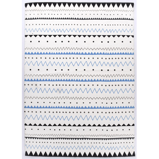 Teppich THEKO "Tuxedo" Gr. 3, blau (weiß, türkis), B:130cm H:5mm L:190cm, Baumwolle, Teppiche, Teppich, Flachgewebe, handgewebt, ideal im Wohnzimmer & Schlafzimmer