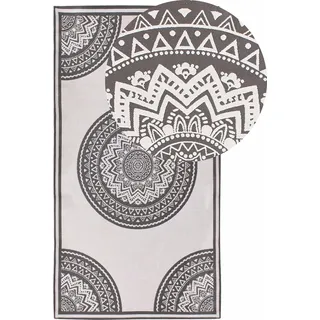 BELIANI Outdoorteppich Grau und Beige 80 x 150 cm Rechteckig Orientalisches Muster Modern Indoor Outdoor Terrasse Balkon Garten - Grau, Beige