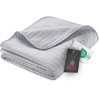 Ibena Nancy Tagesdecke 140x210 cm Tagesdecke Grau Leichte Decke mit Zopfmuster