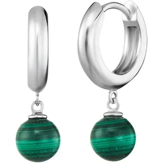 Engelsrufer Damen Creole aus Sterling Silber mit Malachit Perle Kraftstein Anhänger, Clipverschluss, nickelfrei, 13mm, ERE-ML-CR