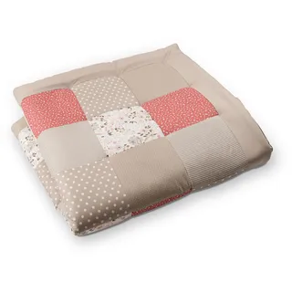 ULLENBOOM Krabbeldecke für Baby mit Personalisierung, 100% OEKO-TEX Materialien, Rosa Blüten 140x140 cm - Babydecke mit Namen und Datum, ideal als Spieldecke und personalisiertes Geschenk zur Geburt