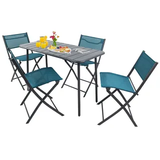 VCM Garten-Essgruppe »VCM 5-tlg Gartenmöbel Set   Sitzgruppe Essgruppe   1xTisch, 4x Stühle   Tisch Maße ca. H. 72 x B. 110 x T. 55 cm   Klappbar   Garten Set - Sumila« Sumila, 5 Stk. tlg., blau