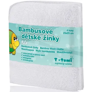 T-TOMI Bamboo Washcloth White Waschlappen 25x25 cm 4 St.