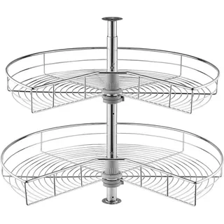 Zwei-stufiger Nierenförmiger Chrom-Eck-Organizer - Lazy Susan Gewürzregal für Küche - Platzsparender Organizer - Drehbarer Gewürzhalter