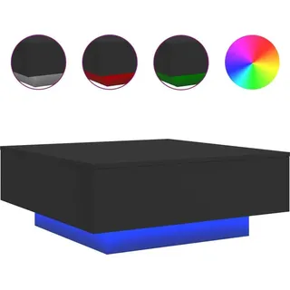 vidaXL Couchtisch mit LED-Leuchten Schwarz 80x80x31 cm - Schwarz
