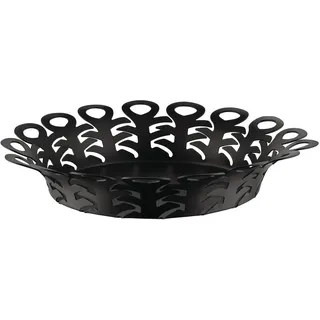 Alessi Vimini BM21/25 B – runder Korb mit Perforiertem Design, aus Farbigem Stahl mit Epoxidharz, Durchmesser 27 cm, Schwarz