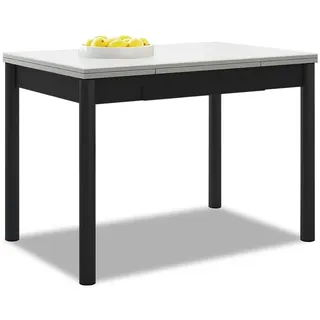 ASTIMESA Ausziehbarer Küchentisch, Schwarze Struktur, laminierte Oberfläche, weiß, ideal für kleine Räume, 90 x 50 cm, ausziehbar 140 x 50 cm