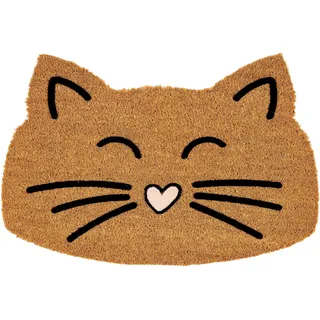 ASTRA Fußmatte "Coco Design 120" Motivform 14 mm Höhe Kokos, Katze, Türmatte, rutschfest, Motivform, braun