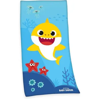 Herding Klaus GmbH Baby Shark Velourstuch Duschtuch Badetuch Strandtuch 75 x 150 cm