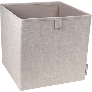 Bigso Box of Sweden Würfelbox für das Regal oder den Schrank – große Aufbewahrungsbox für Kleidung, Spielsachen, Bürobedarf usw. – Faltbare Regalbox aus Polyester und Karton – beige