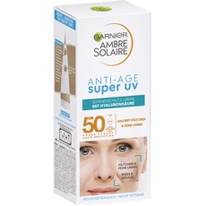 Bild von Ambre Solaire Anti-Age Super UV, LSF 50, Sonnenschutz mit Hyaluron und Vitamin B gegen Falten und Trockenheit, 1 x 50 ml