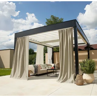 Neutex for you! Vorhang nach Maß Outdoorvorhang SOLERO (1 St), Stangendurchzug, blickdicht, Jacquard, Uni Outdoorvorhang mit leichter Struktur beige 350 cm x 300 cm