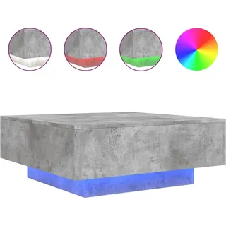 vidaXL Couchtisch mit LED-Leuchten Betongrau 80x80x31 cm - Grau