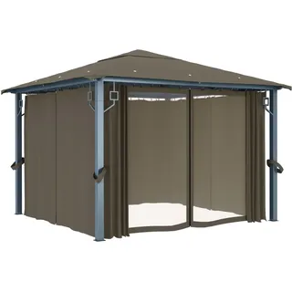 vidaXL Pavillon mit Vorhang 300x300 cm Taupe Aluminium - Taupe