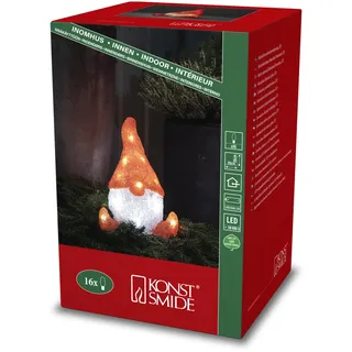 Konstsmide LED Acryl Weihnachtswichtel, 16 warm weiße Dioden, batteriebetrieben, Innen, 3 x AAA 1.5V (exkl.) - 6228-103