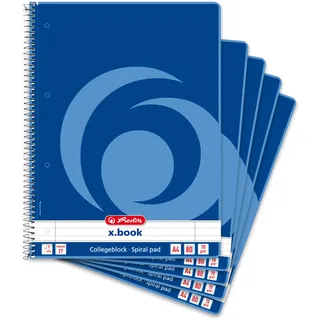 Herlitz Collegeblock A4 liniert, Lineatur 27, 80 Blatt, 5 Stück