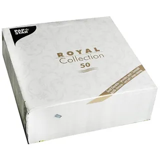 Papstar Papstar, Servietten "ROYAL Collection" 1/4-Falz 40 cm x 40 cm weiss "Damascato", #84994