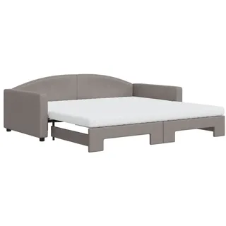 vidaXL Tagesbett Ausziehbar mit Matratzen Taupe 100x200 cm Stoff - Taupe