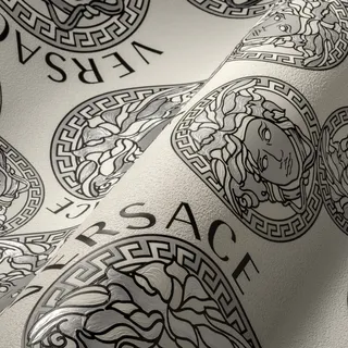 A.S. Création VERSACE WALLPAPER Weiß Schwarz Silber Luxus Tapete Designer Vliestapete Logo Medusa 386102 10,05x0,70m Made in Germany