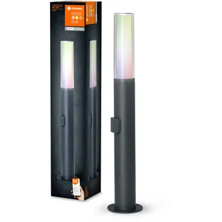 LEDVANCE Smarte LED Aussenleuchte, Stehleuchte mit WiFi Technologie, Leuchte für Außen, RGB-Farben änderbar, dunkelgr. Aluminium, 60cm, Kompatibel mit Google und Alexa Voice Control, SMART+ WIFI FLARE