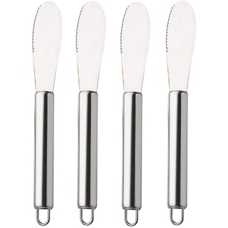 VANRA 4 PCS Buttermesser Set 19,8 cm Edelstahl Butterschneidemesser Silber Frühstücksmesser mit Wellenschliff für Sandwich Marmelade Brot Creme