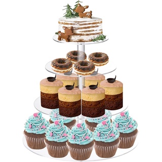 Lighterday 4 Etagen Etagere Acryl Tortenständer Cupcake Ständer Cake Stand Kuchenständer,Donut Cupcake Muffins Macarons Ständer für Hochzeit Party Geburtstag