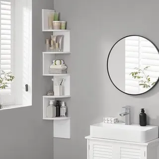 Famanu Wandregal - Elegantes Eckregal für die Wand, Set aus 5 Teilen - Weiß