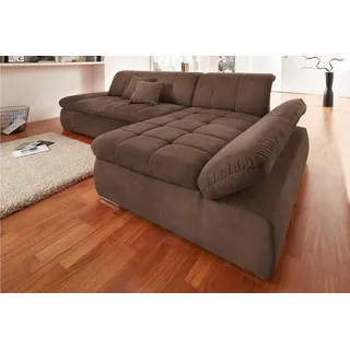 DOMO collection Ecksofa »NMoric XXL, B/T/H: 300/172/80cm, Revamierenabschluss L-Form«, wahlweise mit Bettfunktion und Armlehnverstel, lung DOMO collection braun